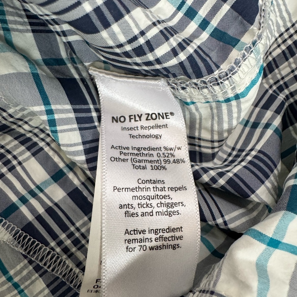 L.L.Bean No Fly Zone Plaid Button Down Shirt L Outdoor Hiking Fishing Tech G75 - Picture 7 of 7
